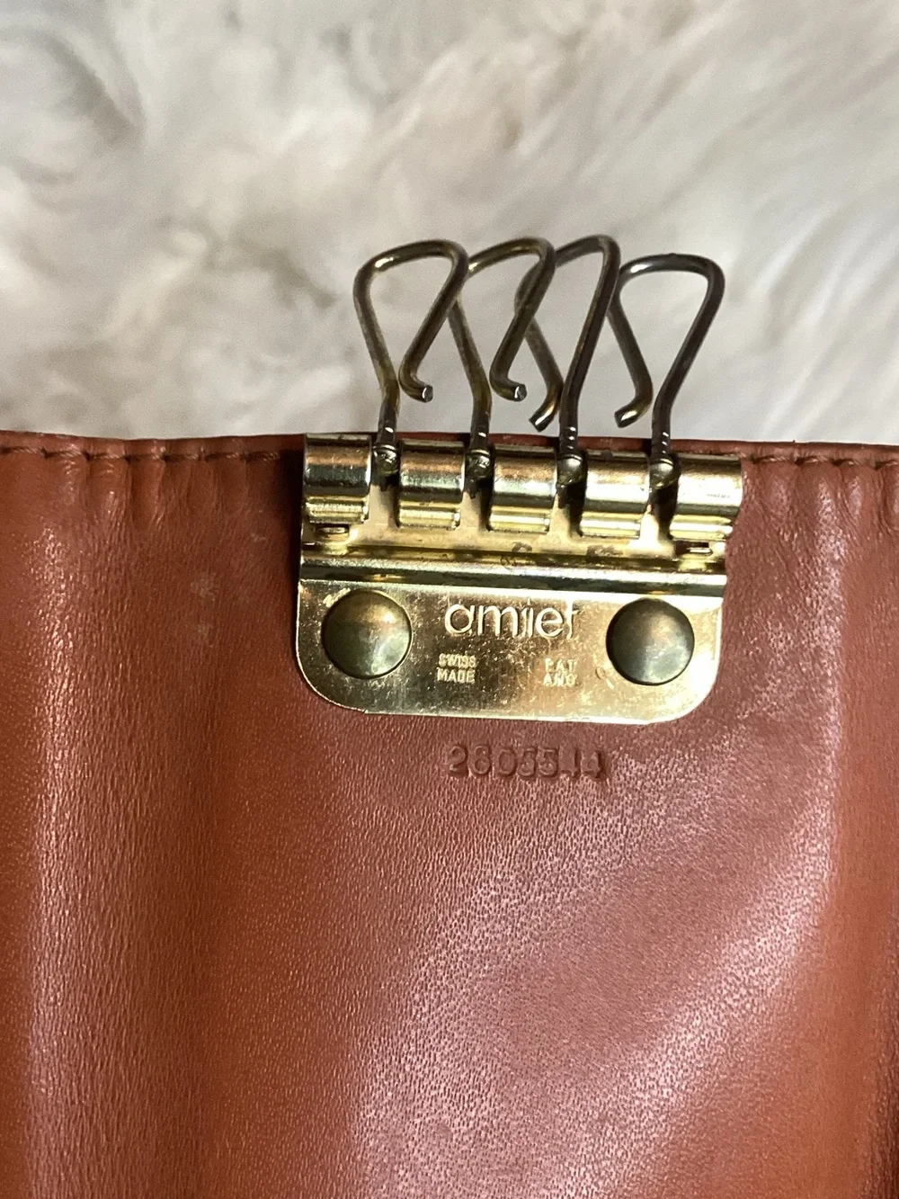 MCM Cognac Visetos Logo 4 keyholder